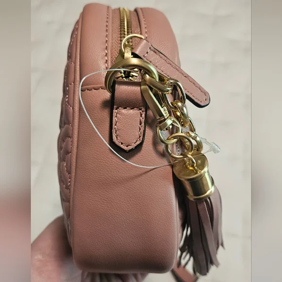 NWT Antonio Melani Larisa Camera Leather Crossbody: Rosette Floral Stitching - Picture 8 of 13